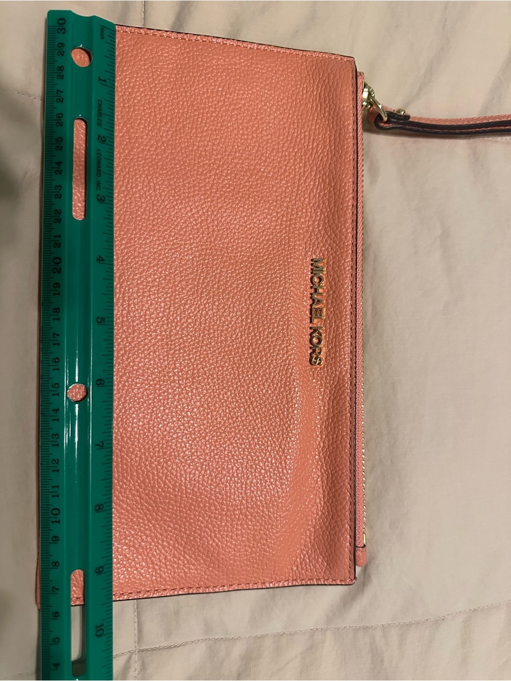 Michael Kors Coral Pink Pebbled Leather Wristlet